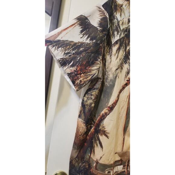 Vintage - Men's Unbranded Casual Shirt W/Sailboats & Palm Trees Collared Sz XXL - Picture 3 of 8